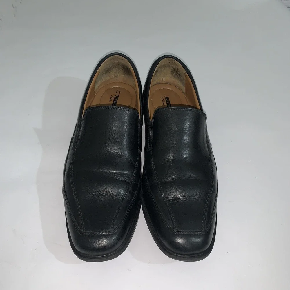 Clarks Shoes Mens Size 11 Black Leather Slip On Dress Oxford Loafers Comfort